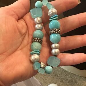 Turquoise and Silver Beaded Bracelet